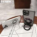 ROAZIC With Lens Films Phone Case For VIVO Y04/VIVO Y29s 5G Luxury Plating Folding Ring Stand Transparent Soft TPU Shockproof Casing DK-1. 