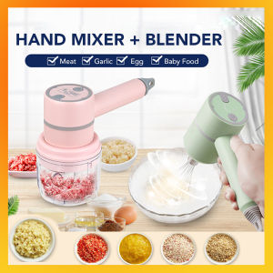 Wireless Portable Hand Mixer 3 Speed Mixing Baking and Cooking Mixer Garlic Chopper Blender Dadan Pengadun Telur Pengisar Bawang 搅拌机捣蒜器