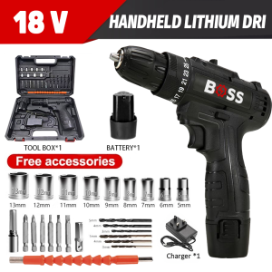Cordless Drill Impact Power Drill Hammer Electric Screwdriver Drill Batteri Tool 24Pcs Set Hand Cordless Drill