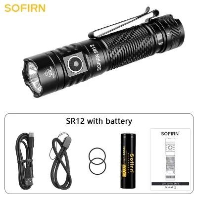 Sofirn SR12 1450lm ไฟฉายจิ๋ว18650ไฟกำลังแรงสูง SFT-25 LED 396เมตรระยะไกล USB C ชาร์จไฟได้โยนไฟฉาย
