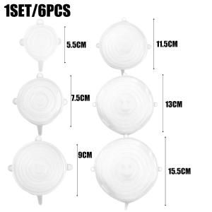 6Pcs Food Grade Silicone Preservation Cover Reusable Airtight Food Universal Dish Stretch Round Lids For Kitchen Accessories