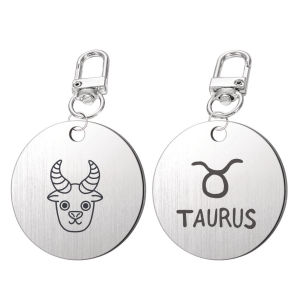 Engraved Horoscope Stainless Steel Keychains and Bags Charm