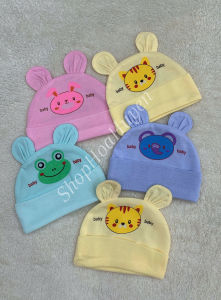 Combo 3 cái mũ sơ sinh Cotton cho bé trai  bé gái 0-3 tháng / Nón sơ sinh vải Cotton