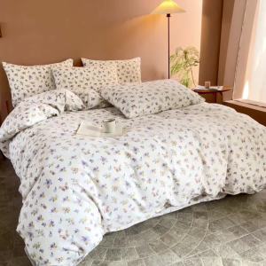 100% Cotton Brushed 100 100% Cotton Duvet Cover 150x200x230 Quilt Core Set Four-Piece Single Bed Thickened Duvet Cover LZD