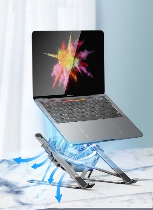 Giá đỡ laptop và máy tính bảng bằng hợp kim nhôm có quạt tản nhiệt tiện ...
