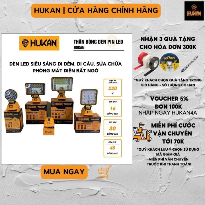 Thân bóng đèn pin LED HUKAN siêu sáng sử dụng chân pin phổ thông chính ...