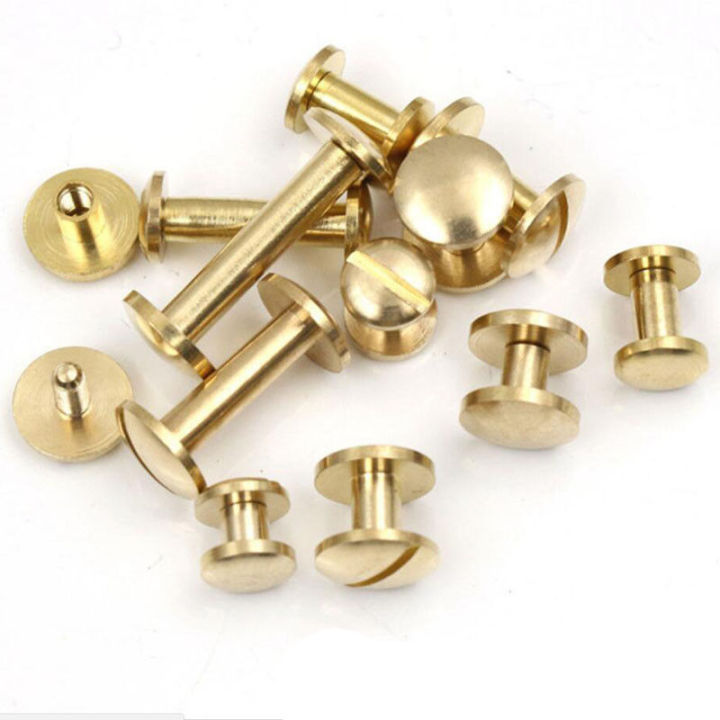 PP LEI 10set Flat Head Brass Solid Stud Screw Nail Rivets Leather Craft - Foto 11