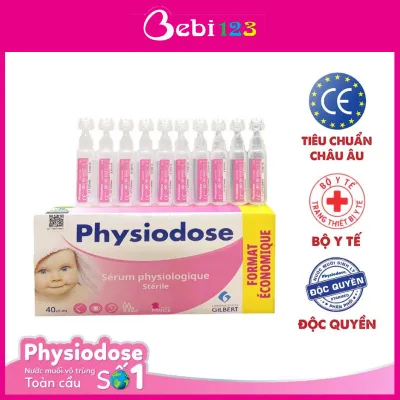 (Chính hãng) Nước muối vô trùng nước muối sinh lý Physiodose (hộp 40 ống) vệ sinh cho bé mỗi ngày