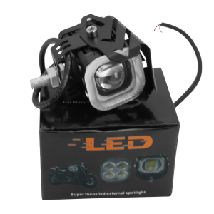 2PCS Motorcycle Demon Eye Mini Spotlights with Red and Blue Dual-Light Four Modes