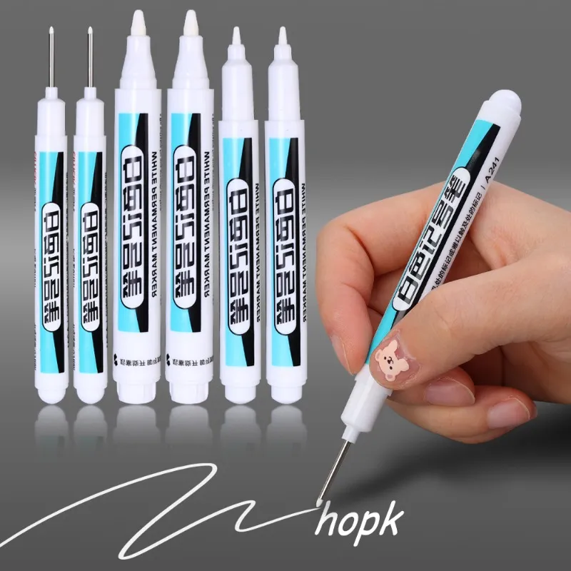 5Pcs White Paint Marker Pen, White Permanent Marker Pen,  Waterproof Oily Pens, White Graffiti Markers, Painting Marker for Wood Rock 