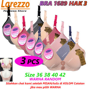 Larezzo - 3 PCS BH / Bra Wanita Cewek Dewasa FEMA 1689 Kotak Cup B Busa Sedang Tanpa Kawat Kaitan 3 Size 36 - 42