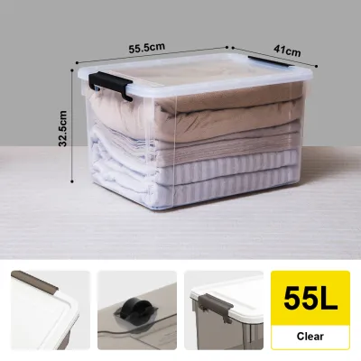 Citylife 55L Stackable Storage Box With Wheels Plastic Storage Box Organizer Large Capacity Container With Wheels