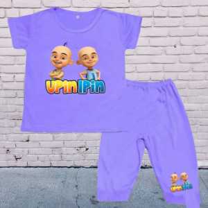 Setelan Baju Anak Perempuan Usia 1-8 Tahun Lengan Pendek Upin&Ipin
