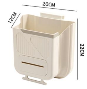 Foldable Hanging Trash Bin – No-Drill Kitchen Cabinet Dustbin Space Saver for Countertop