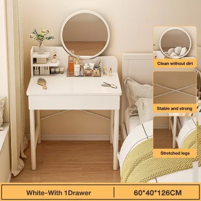Nordic Simple Vanity Table With Led Light Mirror With Drawer Dresser Make Up Table Modern Dresser