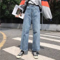 Denim Loose Slim Fit Distressed Washed Outdoor Casual Elastic Waist Button Jeans Denims. 