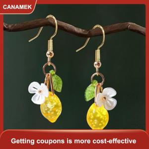 【CANAMEK】 Cá Nhân Bông Tai Chanh Với Tua Dài Trái Cây Mùa Hè Dangle Bông Tai Đa Năng Bohemian Đồ Trang Sức Quà Tặng Cho Phụ Nữ