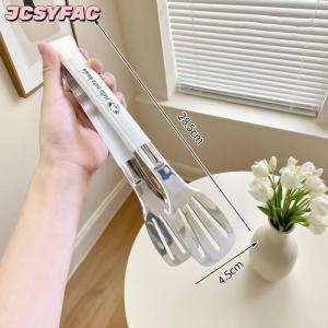 JCSYFAC Thép không gỉ thực phẩm kẹp đồ dùng nhà bếp tự chọn Công cụ nấu ăn chống nhiệt bánh mì kẹp bánh ngọt kẹp cho món tráng miệng salad thịt nướng