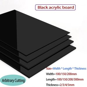 Thickness=2/3/4/5mm Black Acrylic Board Can Reflect Sheet Methacrylate Plate Width=100/150/200mm Length=100/150/200/300mm