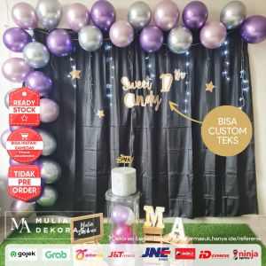 Dekorasi Sweet Seventeen 17th Ultah Metalik Birthday DIY Paket Lengkap Photobooth Sweetcorner Decorations