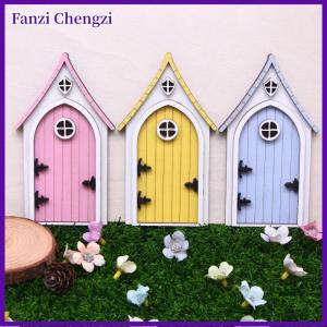 Fanzi บ้านตุ๊กตาประตูเทพนิยายทำจากไม้ขนาดเล็กรูปหน้าประตูตุ๊กตารูปจำลองสวนขนาดเล็กอุปกรณ์ตกแต่งเฟอร์นิเจอร์แบบทำมือ