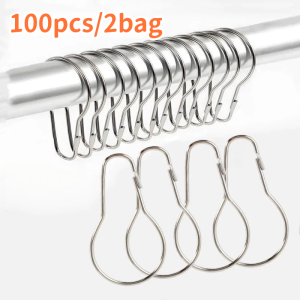 50/200PCS C-Ring With Lock/Metal Chrome Gourd Rings/Galvanized Shower Curtain Hook For Small Obiect