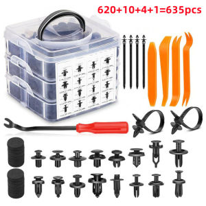 635pcs Auto Fastener Clip Mixed Car Fastener Clip Assorted Nylon Material Mixed Car Body Bumper Push Retainer Pin Rivet Retainer