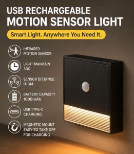 USB Wireless Rechargeable Motion Sensor Light | 1000mAh | Infra-Red | USB Type-C | Auto OFF 30S | Magnetic Mount