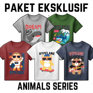 Paket Usaha Baju Kaos Setelan Anak Laki Laki Distro Karakter Hewan Lucu Murah Umur 1 - 10 Tahun
