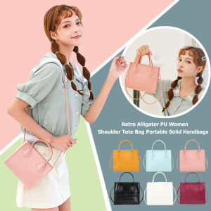 BAGOO Túi Tote Đeo Vai Nữ Bằng Da PU Họa Tiết Cá Sấu Cổ Điển Thời Trang Túi Xách Tay Màu Trơn Cầm Tay Túi Đeo Chéo