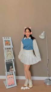 IOS SHOP JEMIMA BLOUSE RIB KNIT WANITA KOREAN STYLE