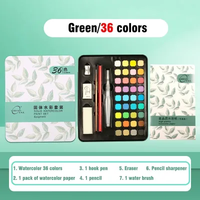 36/48 colors solid water color paint set metal iron box watercolor paint drawing Art