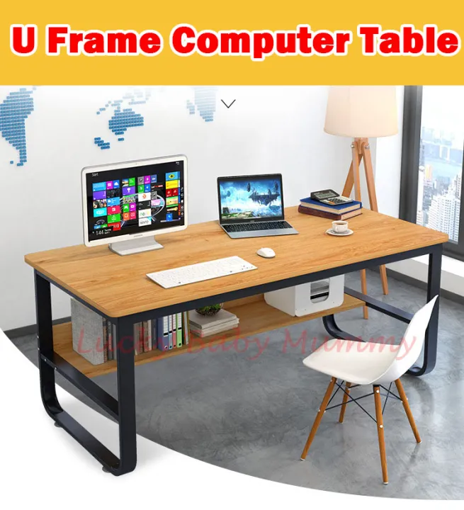 【U Frame Computer Table】Study Table / Computer Desk with Shelf Multiple ...