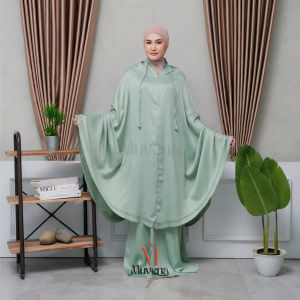 Mukena Dewasa 2 in 1 Mewah Satin Silk Sutra Premium Lasercut Free Tas Veena Series - MUVENA