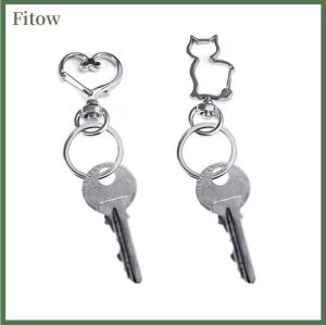 Fitow 10pcs Love Heart Hollow Key Chain Key Ring DIY Accessories Lobster Clasp