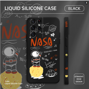 Hontinga Casing Case For Tecno Pova 4 Case NASA Astronaut Moon Design Case Square Original Liquid Soft Silicone Edge Pattern Rubber Case Full Cover Camera Protection Cases Back Phone Casing Softcase For Boys