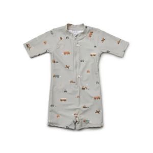 UPF50 Kid Swimwear One-Piece Quick-Drying UV Jumpsuit Baby Swimsuit+Cap