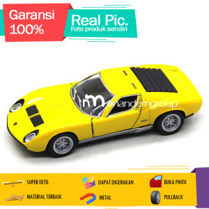 Diecast Miniatur Mainan Mobil Sedan Balap Sport Klasik Lambo Miura P400 Buka Pintu Besi Metal