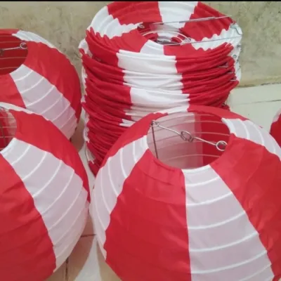 Lampion Kain Merah Putih Polos Dekorasi DIRGAHAYU HUT RI AGUSTUSAN