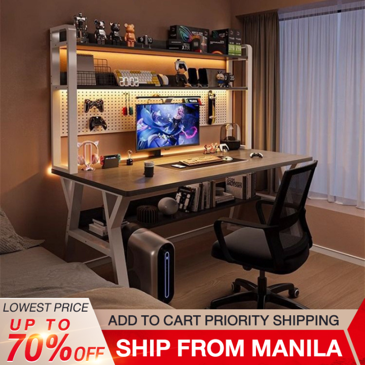 Baierdi Computer desk study desk bookshelf combination integrated ...