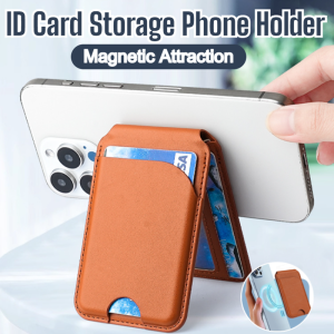 ID Credit Card Holder Leather Card Holder Large Capacity Multi-Function Card Holder Bag Magnetic Suction Phone Holder
