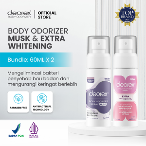 Deorex Bundling Extra Whitening 60 Ml & Deorex Musk Maksing Fragrance 60 Ml/Deodorant parfume cewe / bau ketiak/ bau badan
