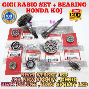 GIGI RASIO SET KOJ + BEARING ASLI ORIGINAL HONDA BEAT DELUXE BEAT STREET New LED ALL NEW Esp SCOOPY GENIO GIr box ger gardan gear ratio satu set klahar laher ori ahm