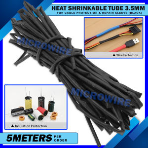 MW 3.5mm Black Heat Shrinkable Tube – 10M Heavy-Duty Wire Sleeve for Repair Insulation & Safety