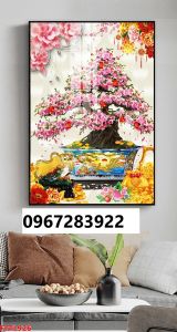 Tranh gạch 3D hoa đào đẹp