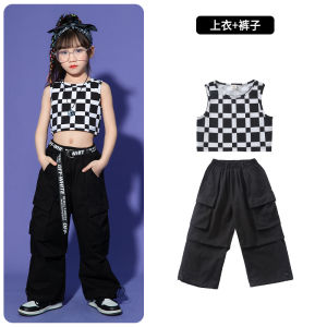 Bộ Đồ Nhảy Jazz Cho Bé Gái Trang Phục Nhảy Đường Phố Cho Trẻ Em Mùa Hè hiphop Quần Dài Trang Phục Biểu Diễn Trống Hip Hop Trẻ Em 3.10