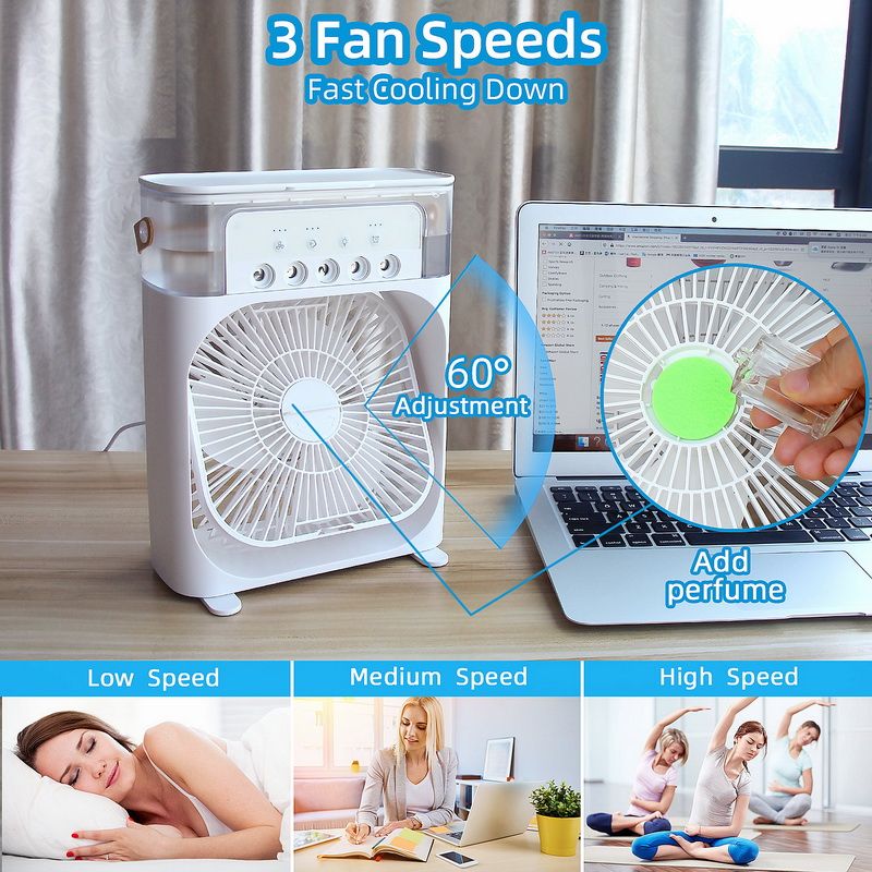 680ML Large Capacity Portable Table Fan USB 3 Speed Cooling Humidifier Dual Use Mini Air Cooler For Summer Indoor Outdoor Daily Use_voghion.com