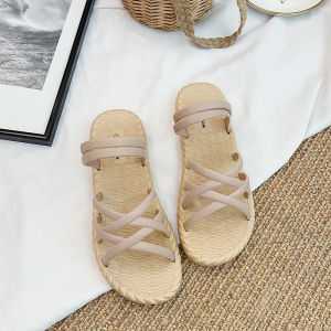 Dép Quai Chéo Nữ Đế Bệt Đan Dây Xinh Xắn Siêu Êm Dép Quai Giả Cối Cao Su Chống Trơn Trượt - Bum Store