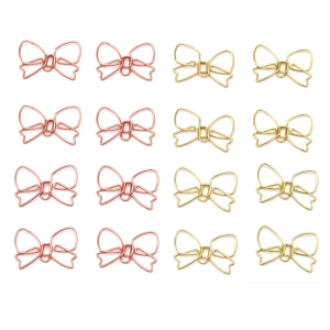 100Pcs Bowknot Paper Clip Small Metal Paperclip File Holder Clip Metal Book Marker Clip for Binding Paper File Document