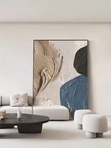 Wall Paintings For Living Room With Frame Wall Pictures Framed Wall Art Decor Art Picture For Living Room Silent Style Abstract HAILANG Sofa Background Wall Floor Painting Simple Cream Texture Wall Art Painting Wall Pictures